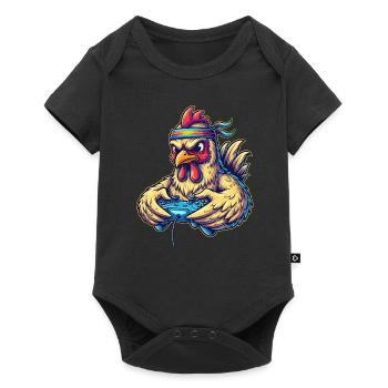 Gambler Chicken: Game On! 🐔🎮 Funny Gamer - Baby Premium short-sleeve bodysuit - black - Front