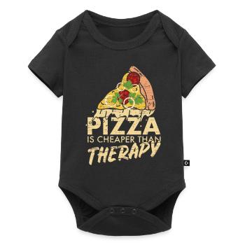 Pizza is cheaper than therapy - Baby Premium short-sleeve bodysuit - black - Front