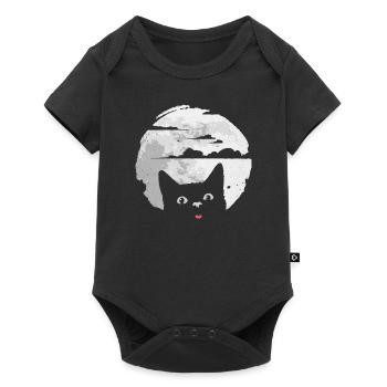 Le chat dérange la pleine lune - provoque une éclipse lunaire - Body à manches courtes Premium Bébé - noir - Devant