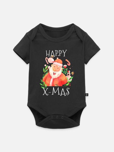Happy Xmas - Baby Premium Kurzarmbody - Schwarz