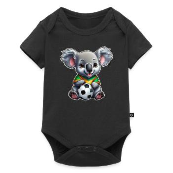 Mignon koala australien avec ballon de football - Body à manches courtes Premium Bébé - noir - Devant
