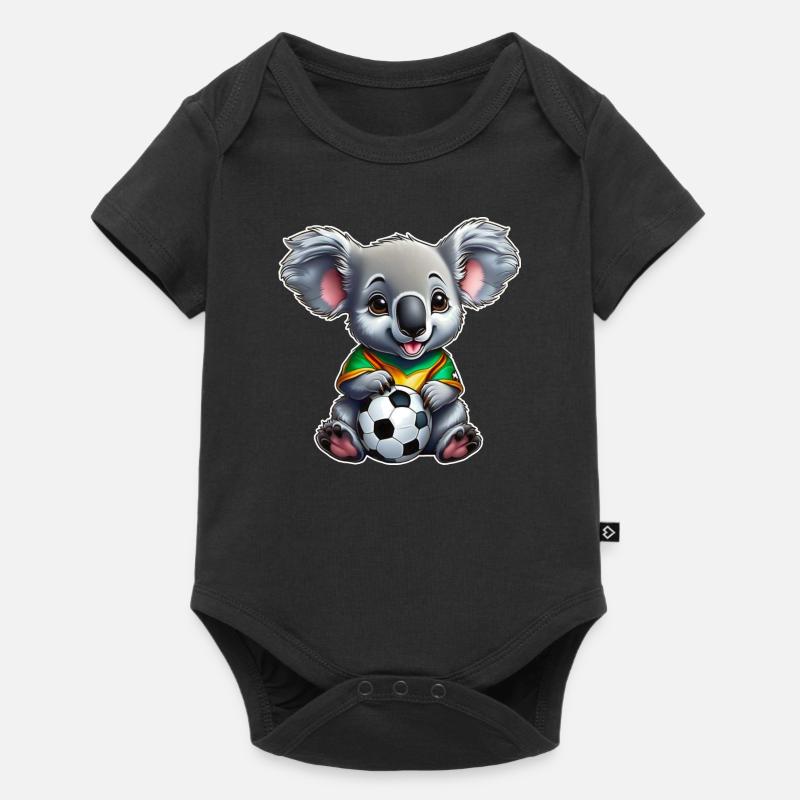 Mignon koala australien avec ballon de football - Body à manches courtes Premium Bébé - noir