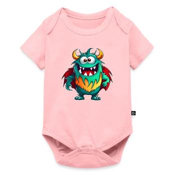 Monstre rieur mignon avec cape de super-héros - Body à manches courtes Premium Bébé - rose - Devant
