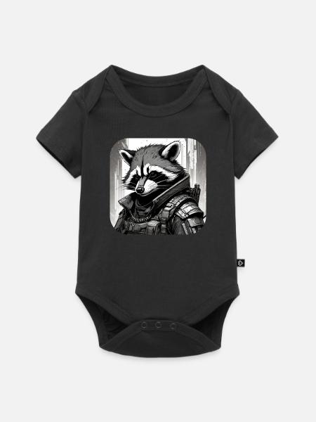 Lässiger Cyberspace Waschbär - Baby Premium Kurzarmbody - Schwarz