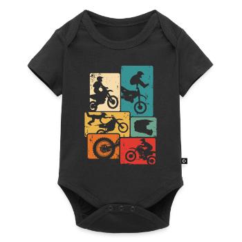 Dirt Bike Motocross Retro Enduro Supermoto - Body à manches courtes Premium Bébé - noir - Devant