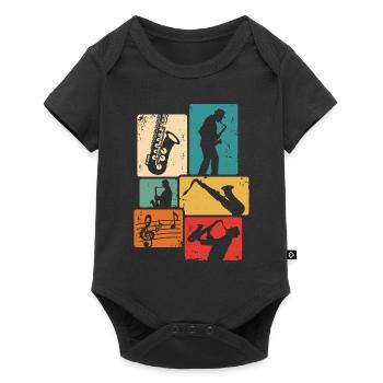Saxophone Player Retro Saxophone Saxophonist - Baby Premium short-sleeve bodysuit - black - Front