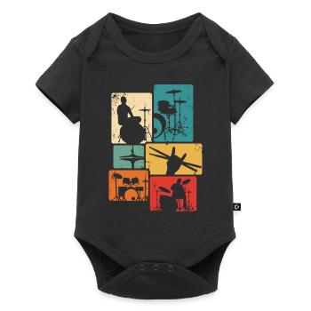 Batteur Batterie rétro Batteur Musicien - Body à manches courtes Premium Bébé - noir - Devant