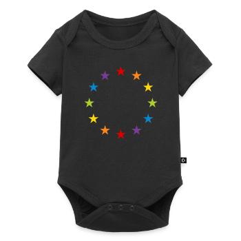 LGBT Gay Pride Stars Rainbow Europe Flag EU - Baby Premium short-sleeve bodysuit - black - Front