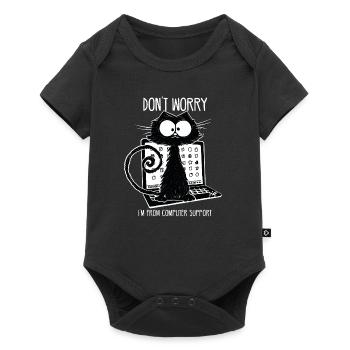 Schwarze Katze Lustiger Spruch Computer Support - Baby Premium Kurzarmbody - Schwarz - Vorne