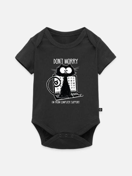 Black Cat Funny Saying Computer Support - Baby Premium short-sleeve bodysuit - black