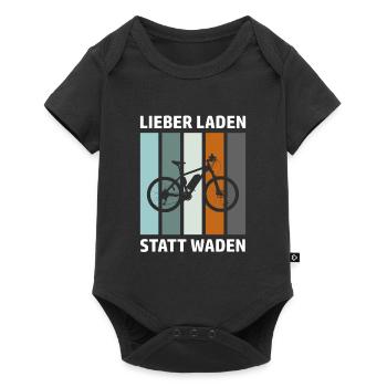 E-Biker Lustiger Spruch Lieber Laden Statt Waden - Baby Premium Kurzarmbody - Schwarz - Vorne