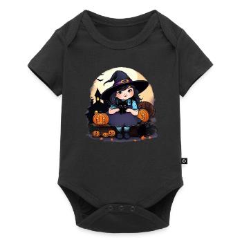 Little cute witch with black cat - Baby Premium short-sleeve bodysuit - black - Front