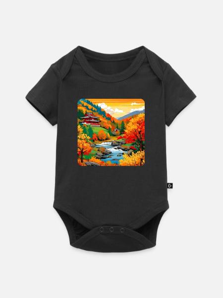 Bunte Herbstlandschaft - Baby Premium Kurzarmbody - Schwarz