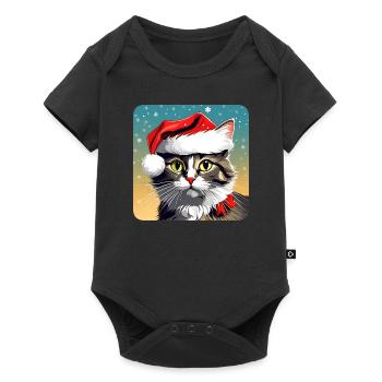 Chat de Noël mignon - Body à manches courtes Premium Bébé - noir - Devant