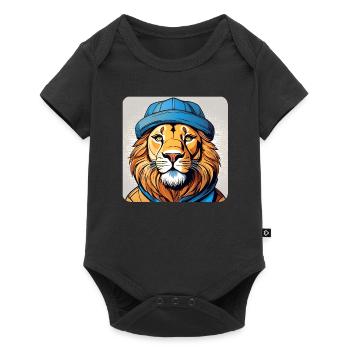 Cool lion with hat - Baby Premium short-sleeve bodysuit - black - Front