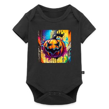 Tête de citrouille d’Halloween effrayante dans le Style Graffiti - Body à manches courtes Premium Bébé - noir - Devant