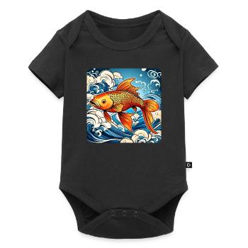 Carpe koï asiatique - Body à manches courtes Premium Bébé - noir - Devant