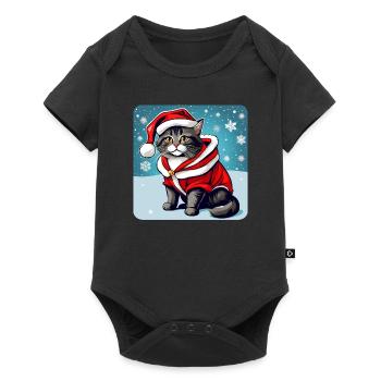 Chat mignon en costume de Noël - Body à manches courtes Premium Bébé - noir - Devant