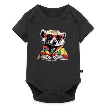 Naughty meerkat with sunglasses - Baby Premium short-sleeve bodysuit - black - Front