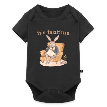 Rabbit Helene: Tea break in elegance - Baby Premium short-sleeve bodysuit - black - Front