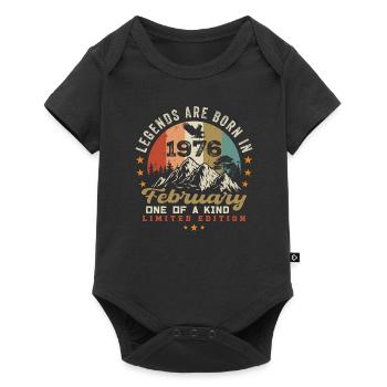 Né en février 1976 anniversaire blague rétro 1976 - Body à manches courtes Premium Bébé - noir - Devant