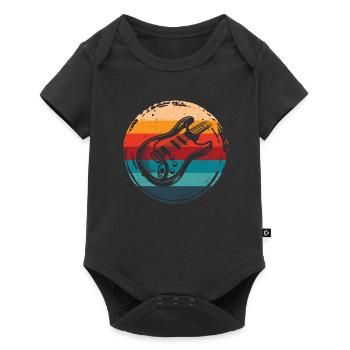 Gitarre Retro Grunge Circle - Baby Premium Kurzarmbody - Schwarz - Vorne