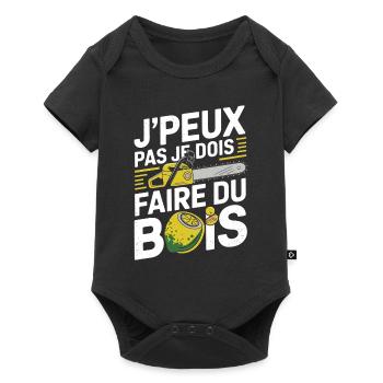 J peux pas je dois faire du bois - Body à manches courtes Premium Bébé - noir - Devant