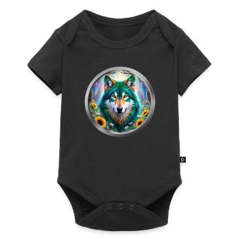 Wolf Animal - 2 - Baby Premium short-sleeve bodysuit - black - Front