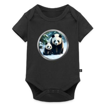 Panda and Cub - Baby Premium short-sleeve bodysuit - black - Front
