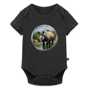 Rhinoceros Animal - Baby Premium short-sleeve bodysuit - black - Front