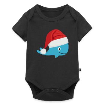 Baleine avec chapeau de Nicolas pour Noël - Body à manches courtes Premium Bébé - noir - Devant