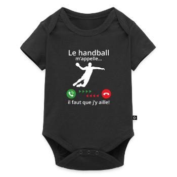 le handball m'appelle... il faut que j'y aille! - Body à manches courtes Premium Bébé - noir - Devant