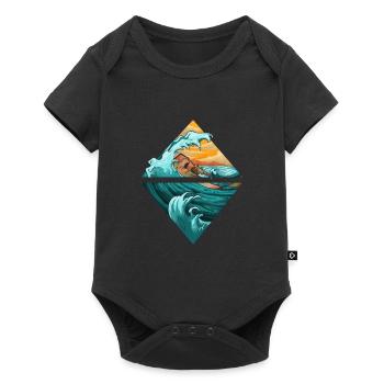 surf été vagues mer vacances cadeau cool - Body à manches courtes Premium Bébé - noir - Devant