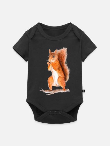 eichhörnchen - Baby Premium Kurzarmbody - Schwarz