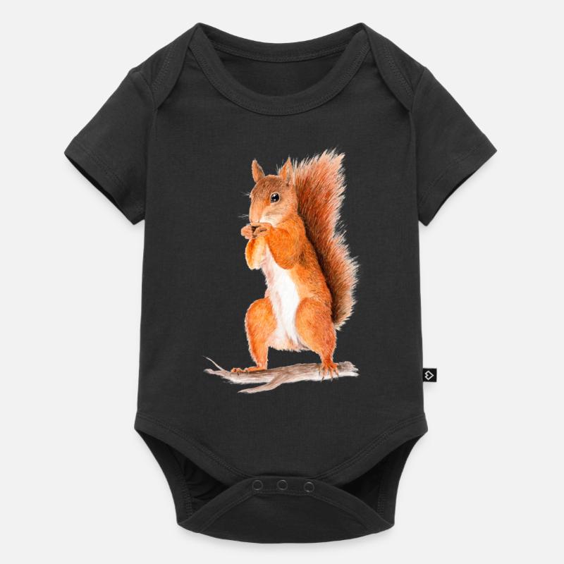 eichhörnchen - Baby Premium Kurzarmbody - Schwarz