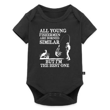 Angeln Fischen Fischermann Geschenk - Baby Premium Kurzarmbody - Schwarz - Vorne