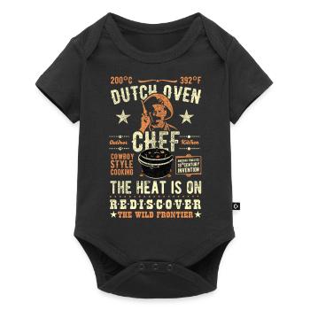 Dutch Oven Original Design Dutch Oven Chef Outlaw - Baby Premium Kurzarmbody - Schwarz - Vorne