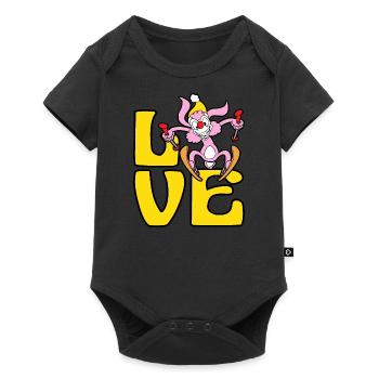 Lapin lièvre skieur ski sport d'hiver neige - Body à manches courtes Premium Bébé - noir - Devant