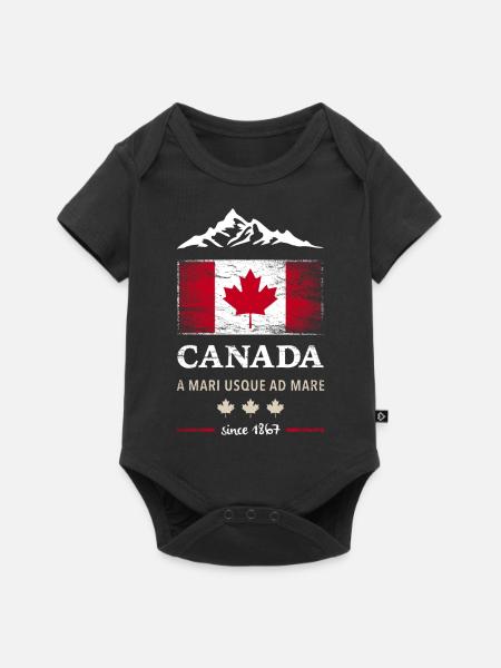 Canada Kanada Amerika maple leaf Flagge Fahne - Baby Premium Kurzarmbody - Schwarz