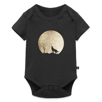 Loup hurlant avec la lune - Body à manches courtes Premium Bébé - noir - Devant