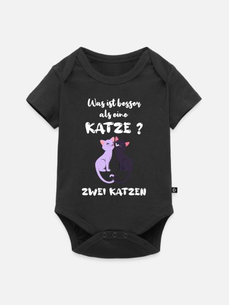 Was ist besser als eine Katze - zwei Katzen - Baby Premium Kurzarmbody - Schwarz