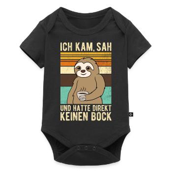 Faultier Ich kam sah und hatte direkt keinen Bock - Baby Premium Kurzarmbody - Schwarz - Vorne