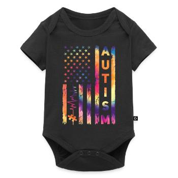 American USA Flag Autism Aware... Autism Awareness - Baby Premium Kurzarmbody - Schwarz - Vorne