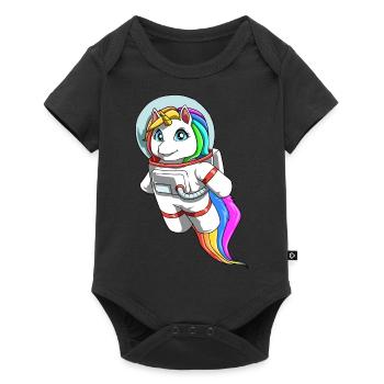 Friendly unicorn as an astronaut - Baby Premium short-sleeve bodysuit - black - Front