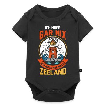 Ich muss gar nix ich muss nur nach Zeeland - Baby Premium Kurzarmbody - Schwarz - Vorne