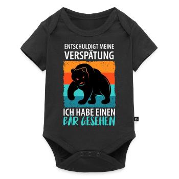 Bär Bären Raubtier - Baby Premium Kurzarmbody - Schwarz - Vorne