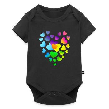 Cœur Cœurs Cœurs Colorés Coeurs - Body à manches courtes Premium Bébé - noir - Devant