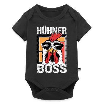 Hühner Boss cooler Hahn für Landwirt oder Bauer - Baby Premium Kurzarmbody - Schwarz - Vorne