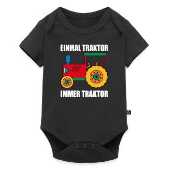 einmal Traktor immer Traktor - Baby Premium Kurzarmbody - Schwarz - Vorne
