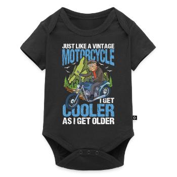 Just Like A Vintage Motorcycle I Get Cooler As I - Baby Premium Kurzarmbody - Schwarz - Vorne